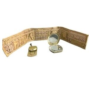 NEW Purse Bright Handbag Organizer Women Beige Brown Nylon Pockets Slots